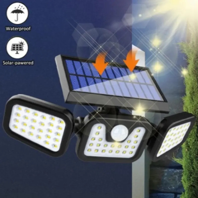 Lampa solara led, reglabila, model trio, cu senzor crepuscular si senzor de miscare