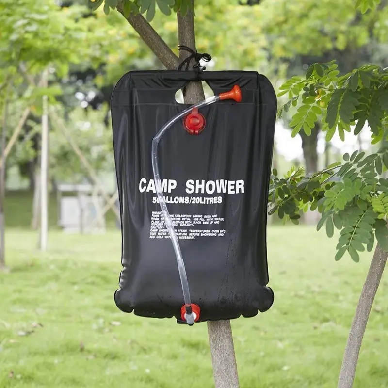 Dus solar suspendat pentru camping sau plaja, capacitate 20l, culoare neagrav