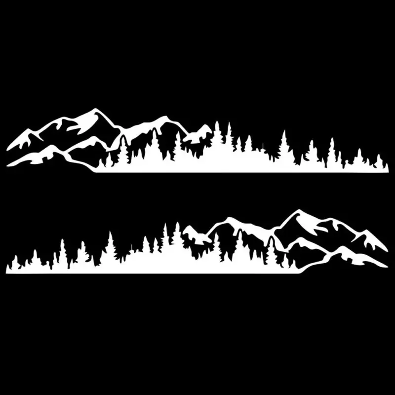 Set 2 stickere autoadezive pentru vehicule off road, model "forest & mountains", dimensiune 100 x 20 cm, culoare albav