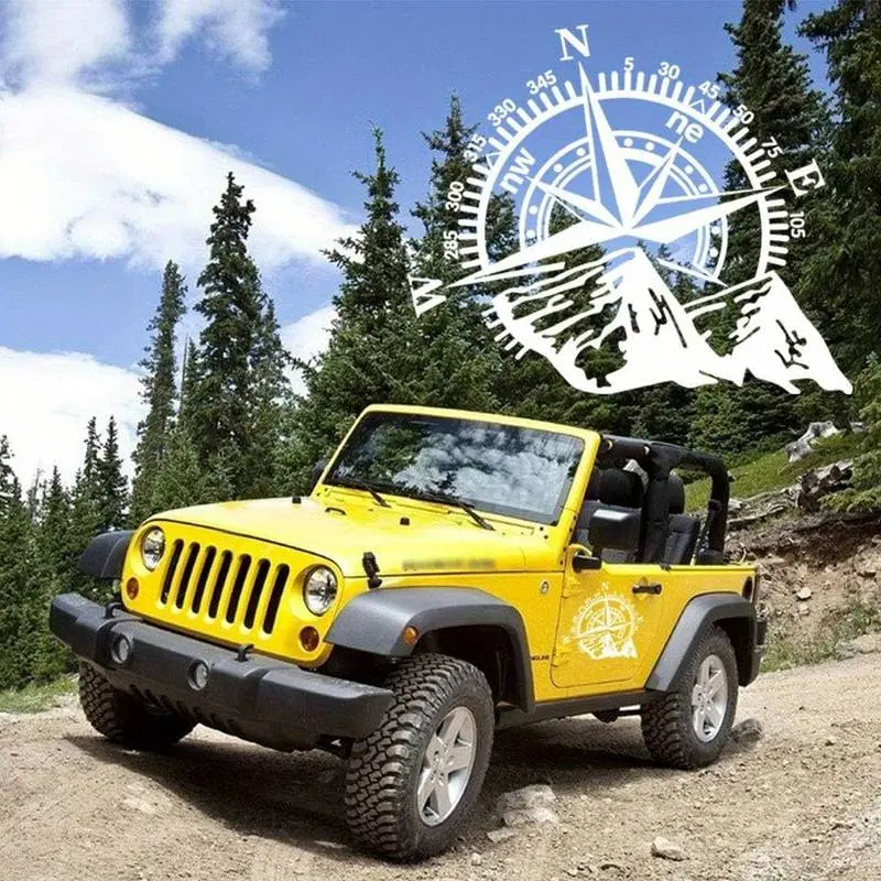 Sticker autoadeziv pentru vehicule off road, model "kompass", dimensiune 44 x 55 cm, culoare alba