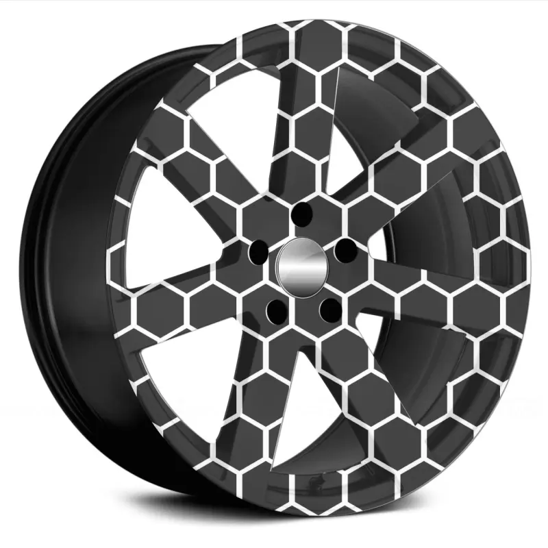 Set 4 folii imprimate outdoor cu ecosolvent, autoadezive, pentru decorarea jantelor auto, dimetru 60 cm, model fjt-26v