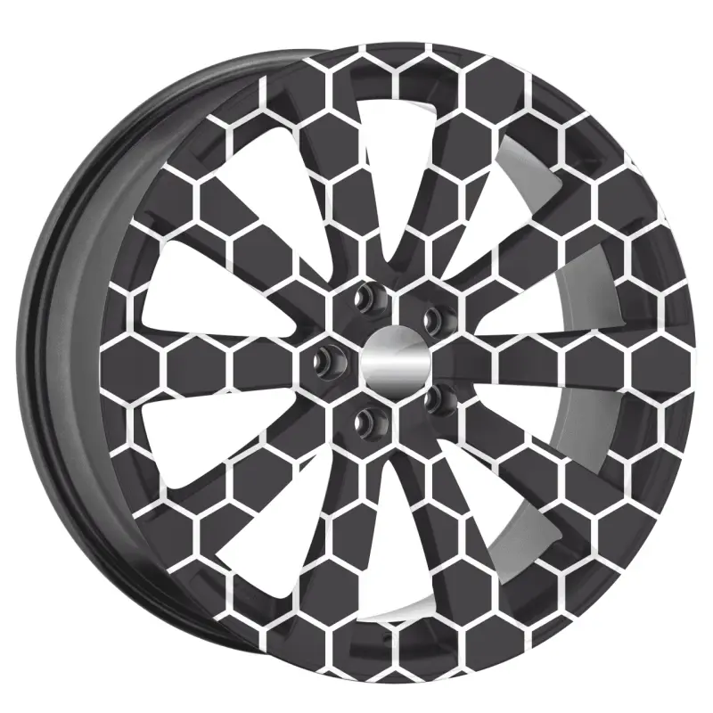 Set 4 folii imprimate outdoor cu ecosolvent, autoadezive, pentru decorarea jantelor auto, dimetru 60 cm, model fjt-26v