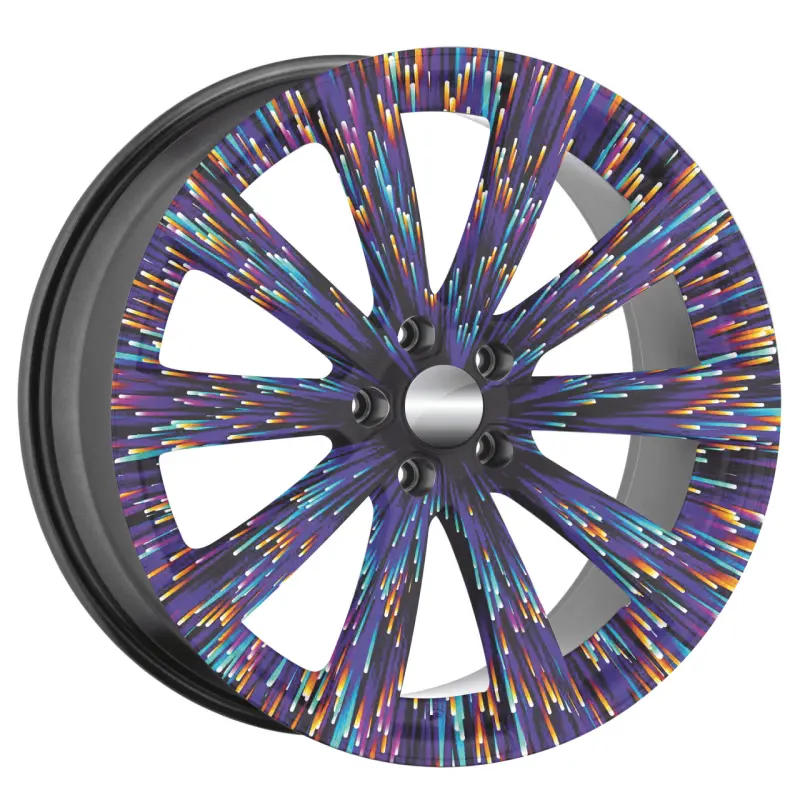 Set 4 folii imprimate outdoor cu ecosolvent, autoadezive, pentru decorarea jantelor auto, dimetru 60 cm, model fjt-42v