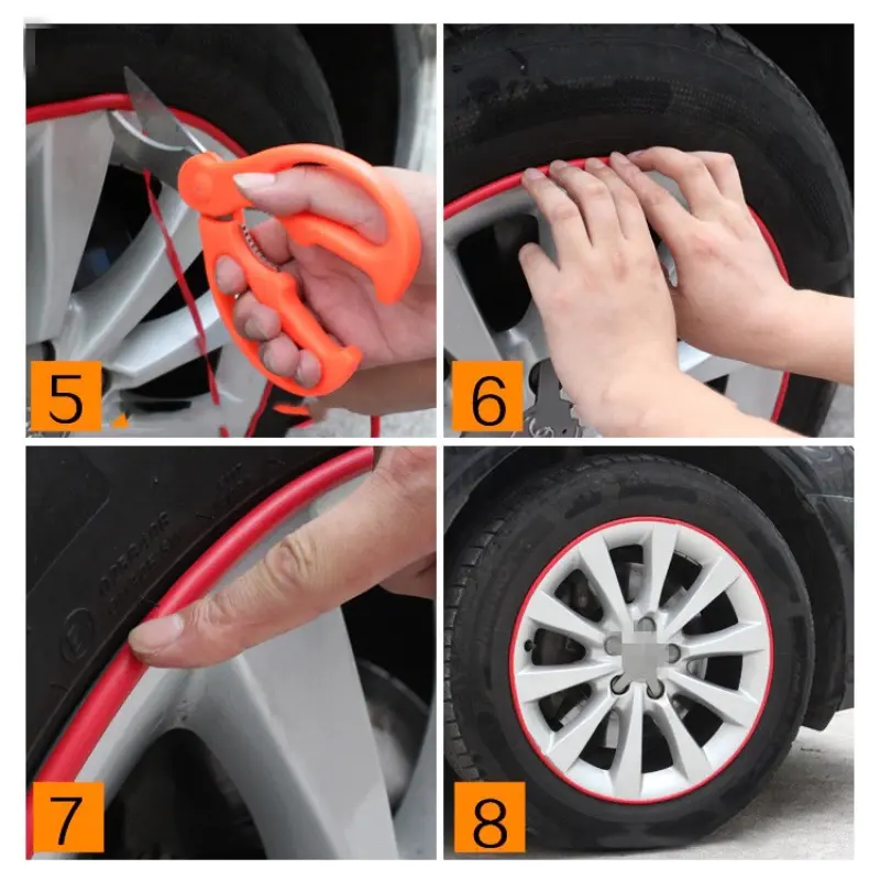 Inele de protectie si decor jante, adezive, din plastic flexibil - rosuv