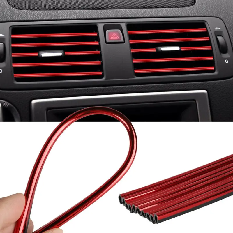 Rola ornament auto de tip "u" pentru muchii sau grila ventilatie, 15m liniari, culoare rosie