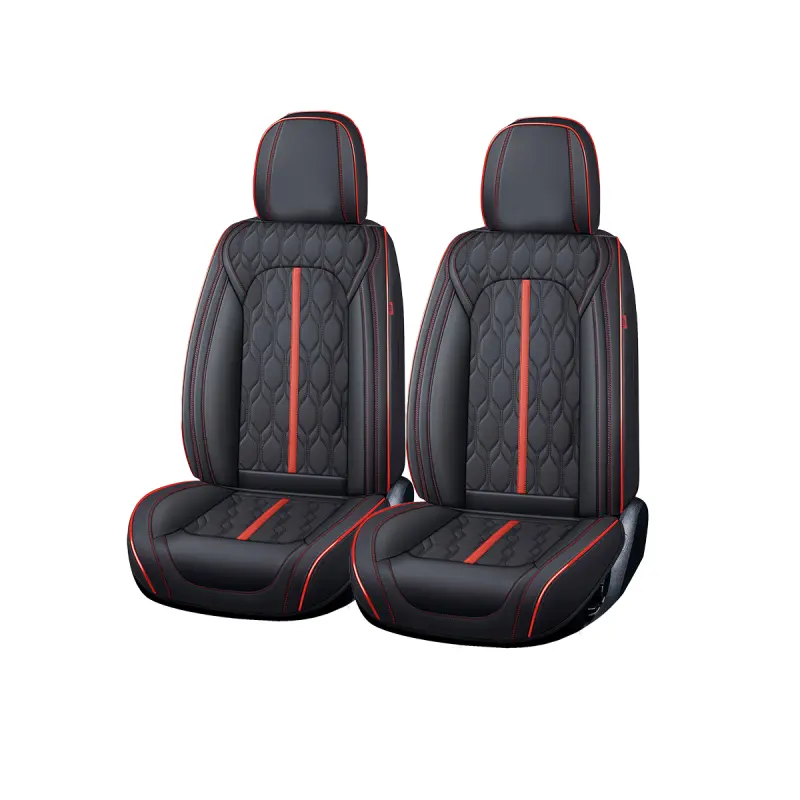 Huse auto premium 5 locuri carguard deluxe piele ecologica perforata - negru - rosu