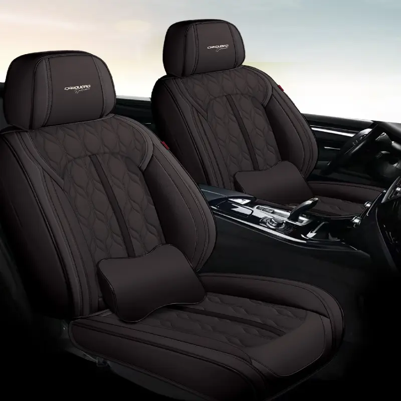 Huse auto premium 5 locuri carguard deluxe piele ecologica perforata - negruv