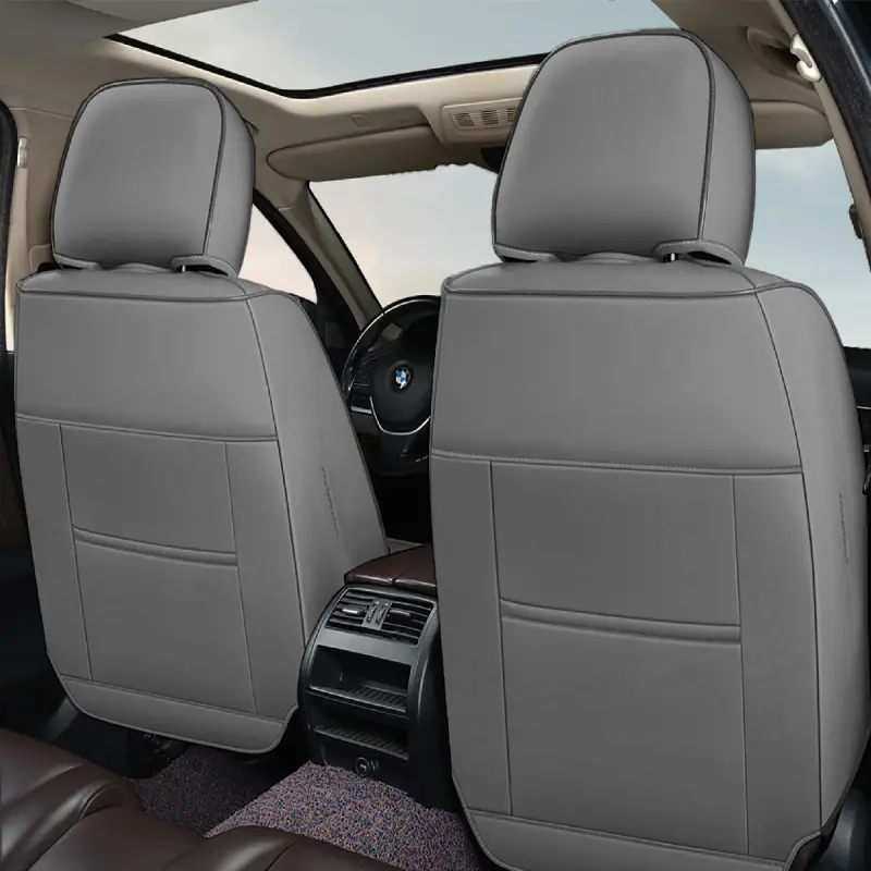 Huse auto premium 5 locuri carguard deluxe piele ecologica perforata - gri - negruv