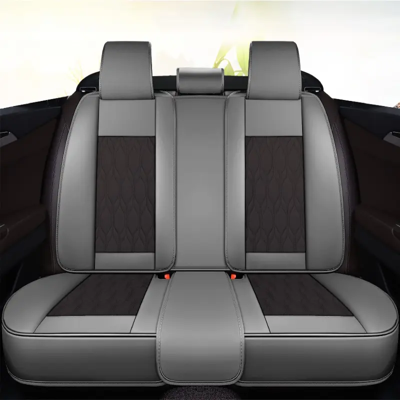 Huse auto premium 5 locuri carguard deluxe piele ecologica perforata - gri - negruv