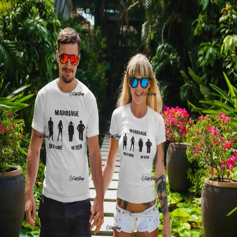 Marriage before after, tricou cu mesaj bv