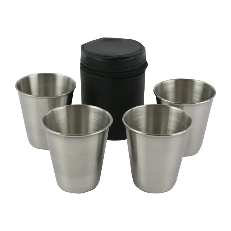 Set 4 pahare din inox cu husa b