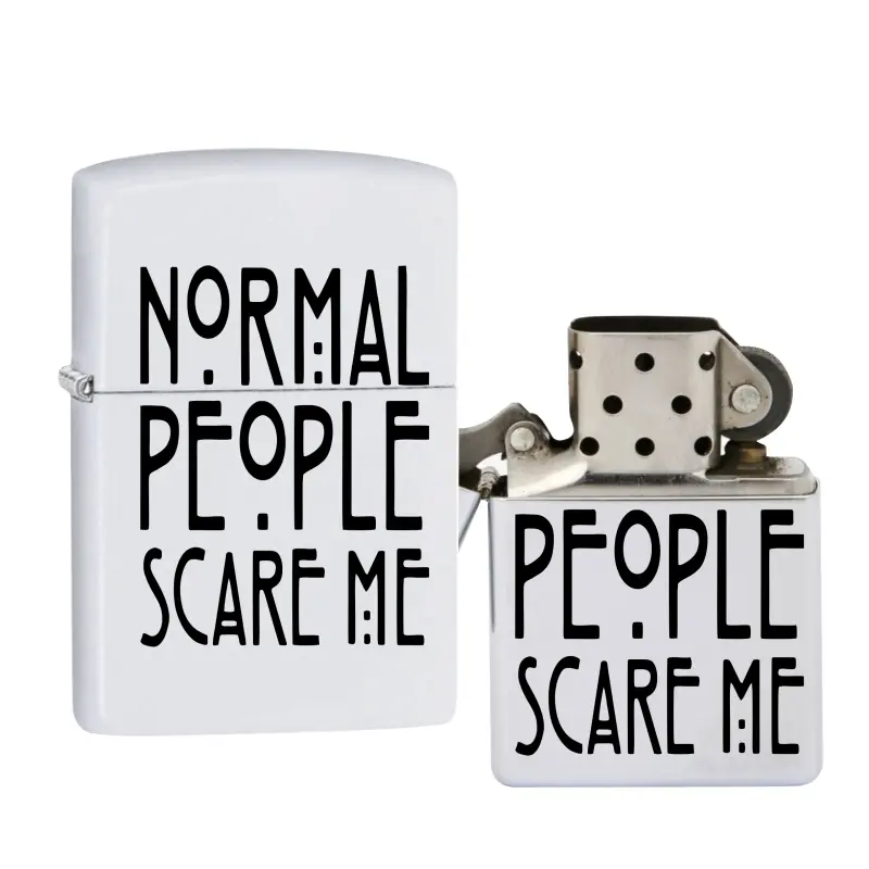 Normal people scare me, bricheta metalica gravata laser cu mesajv