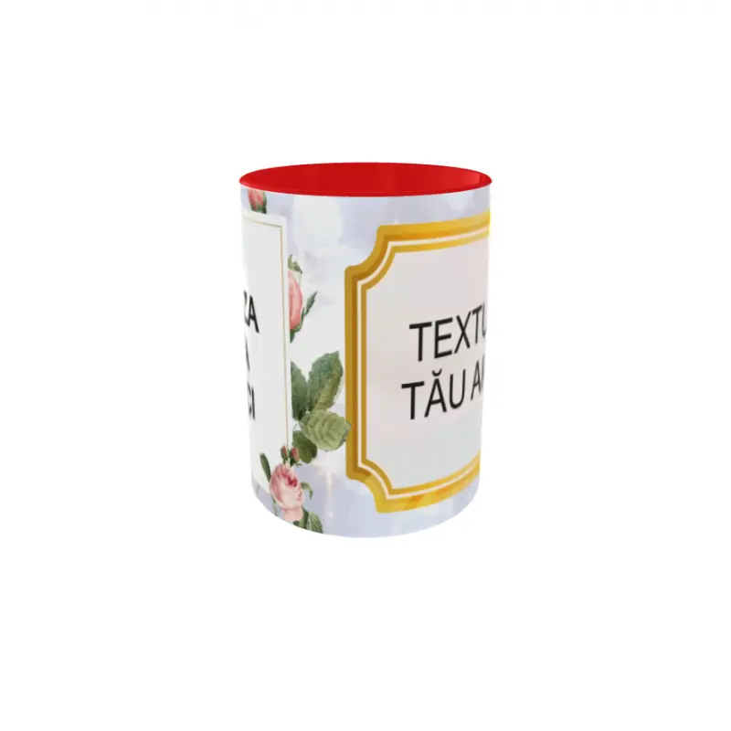 Trandafiri, model 1, cana din ceramica, 330ml, personalizata cu 2 poze si 1 textv