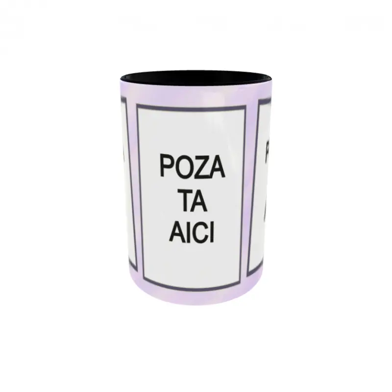 Cana, personalizata cu 3 poze si text, 330ml, model 3166v
