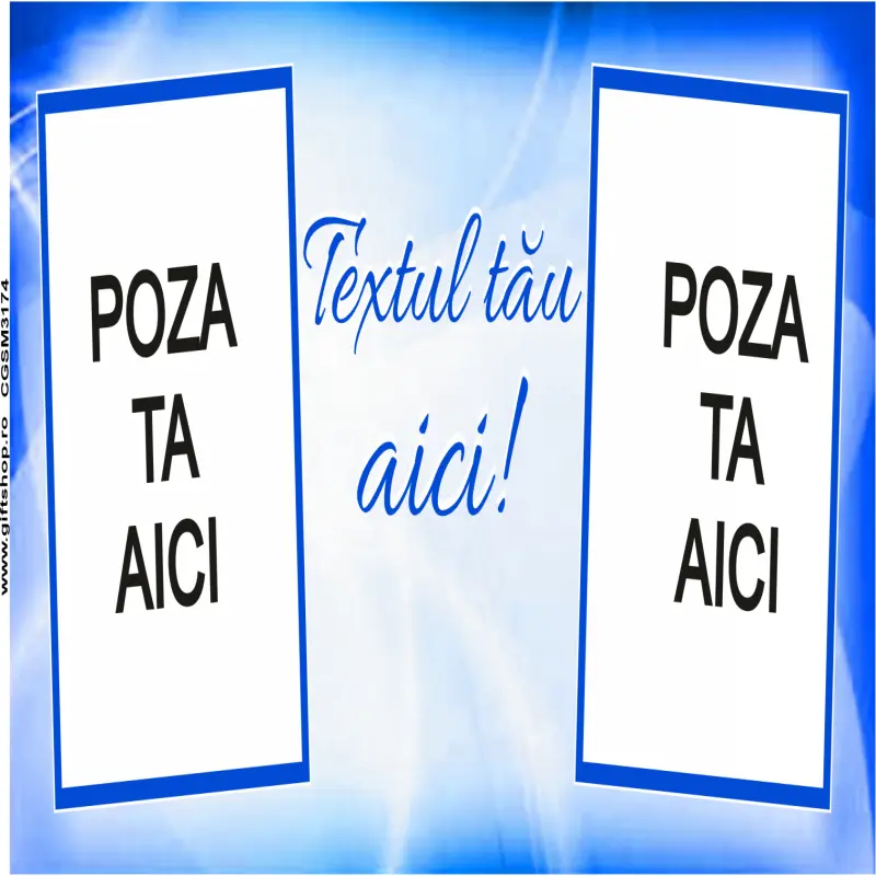 Cana, personalizata cu 2 poze si text, 330ml, model 3174v