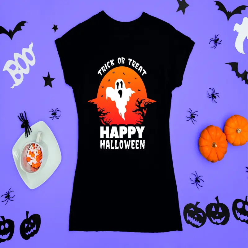 Trick or treat happy halloween, tricou cu mesajv