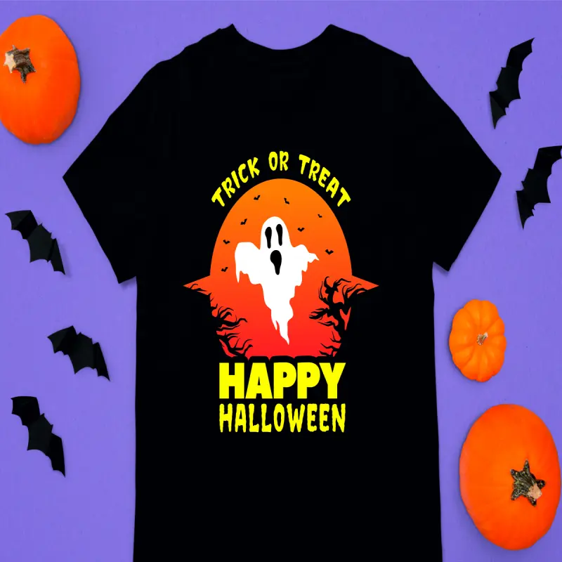 Trick or treat happy halloween, tricou cu mesajv