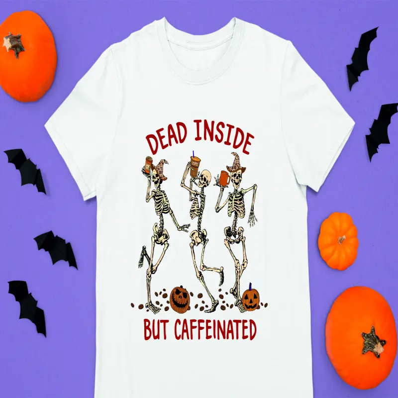 Dead inside but caffeinated, tricou cu mesajv