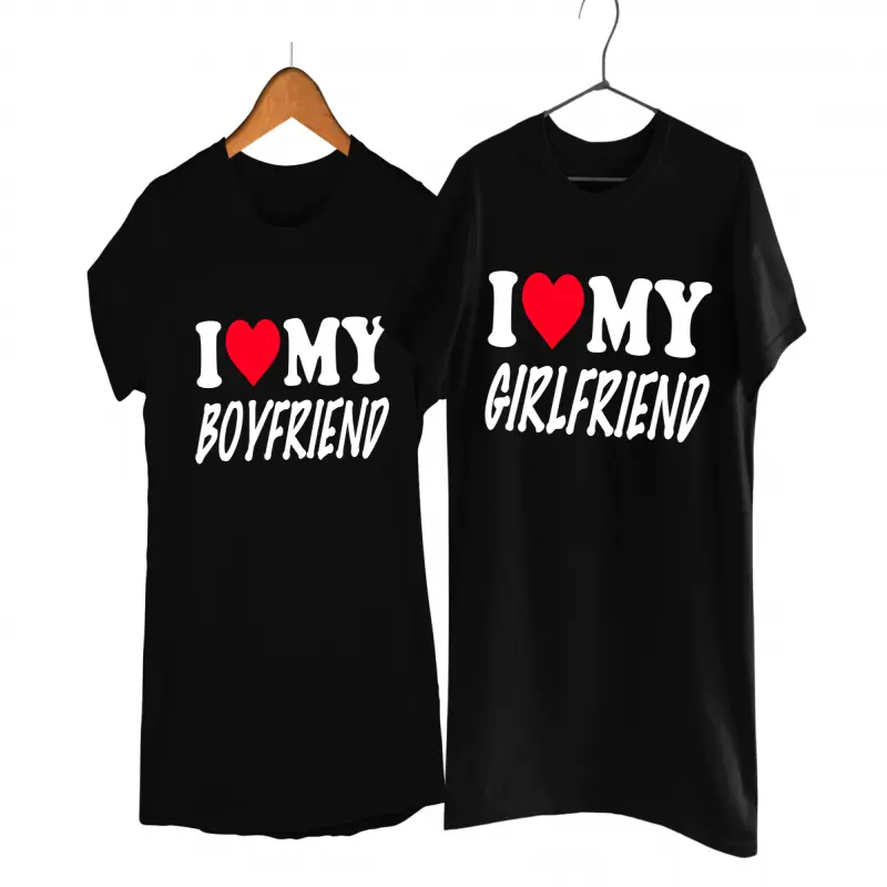 I love my boyfriend/girlfriend, set 2 tricouri cu mesajev