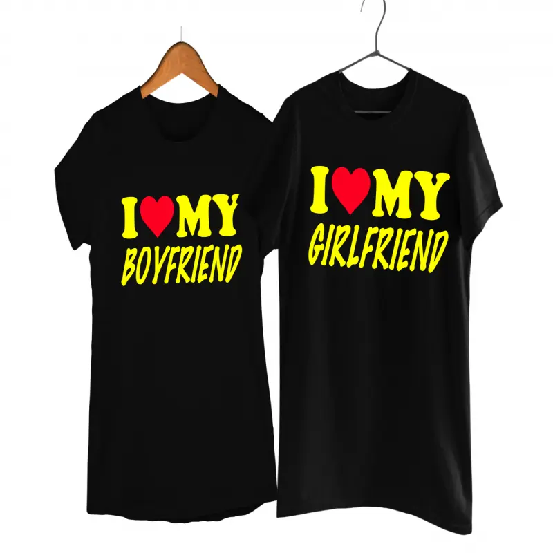 I love my boyfriend/girlfriend, set 2 tricouri cu mesajev