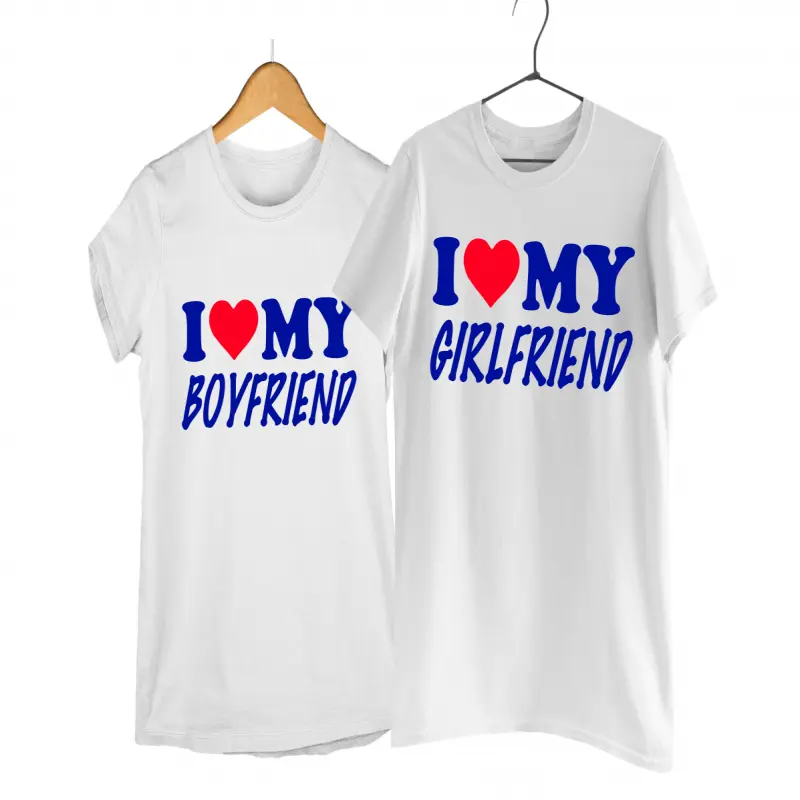 I love my boyfriend/girlfriend, set 2 tricouri cu mesajev