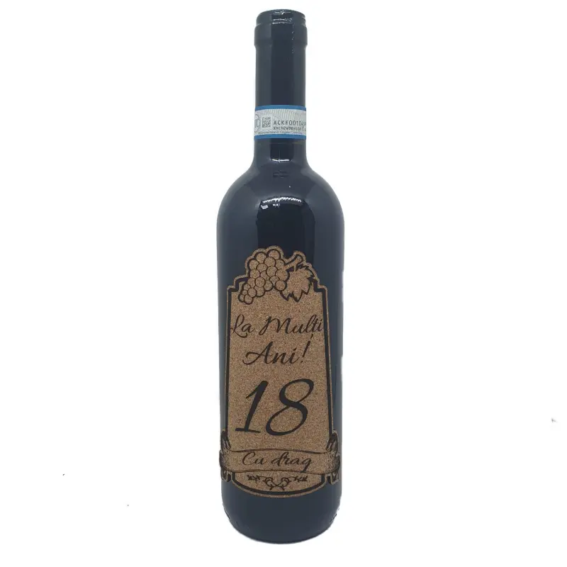 Anul dorit la multi ani pe eticheta din pluta, vin rosu cabernet sauvignon, demisec, 750ml, 13.5% alcoolv