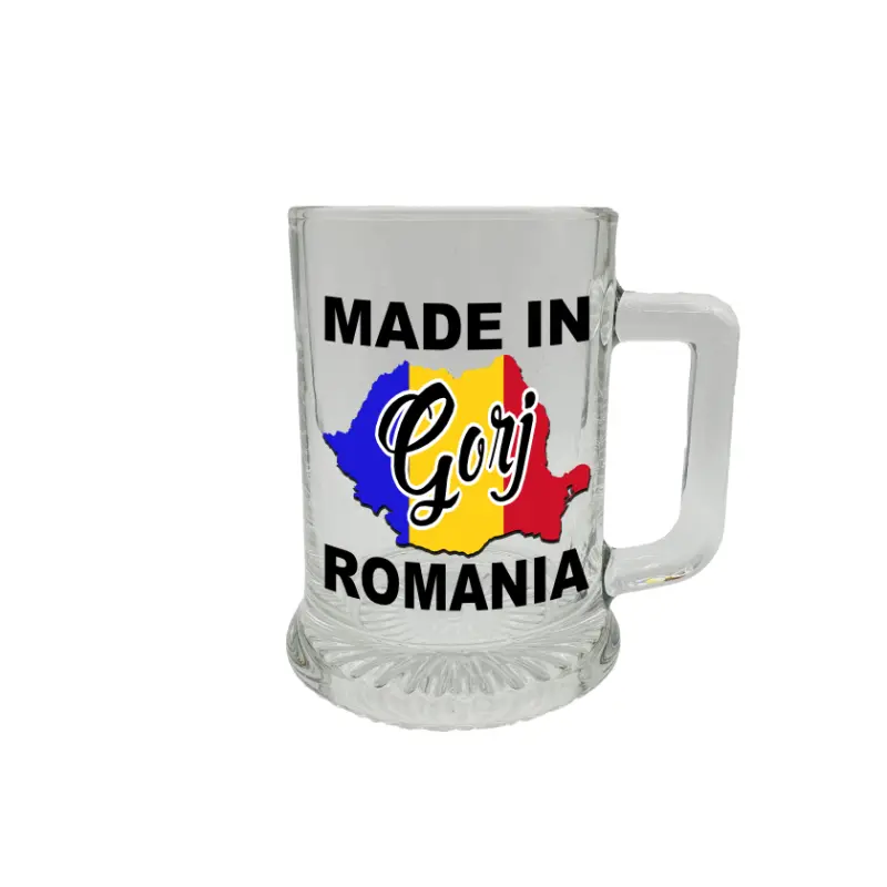 Made in gorj romania, halba cu mesajv
