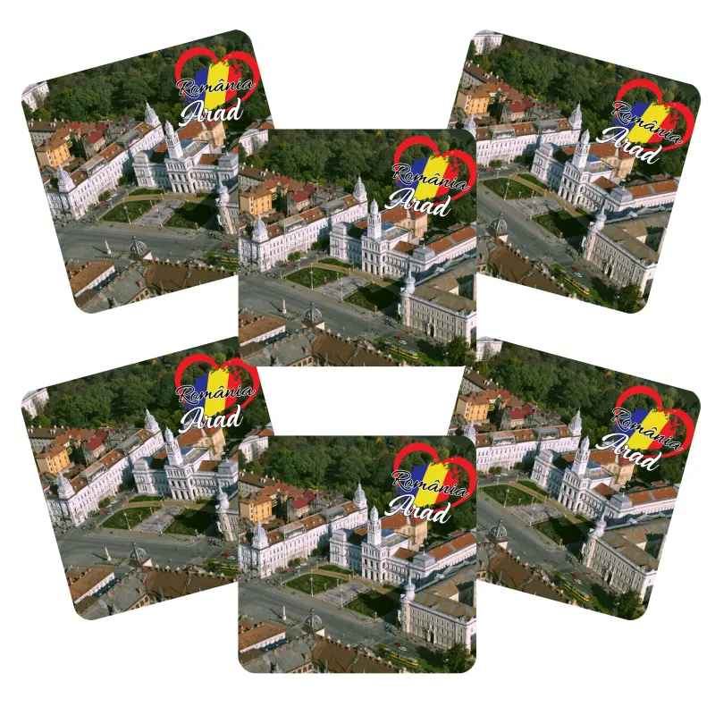 Arad romania, set 6 suporti coster din lemn, model c