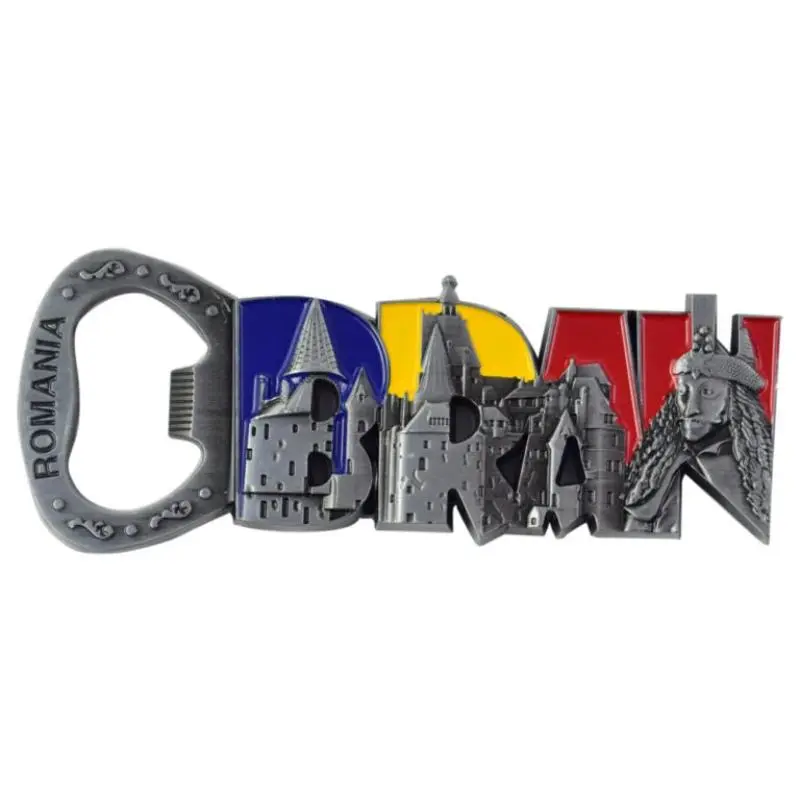 Bran, romania, desfacator de sticle , magnet romaniaornament metalv