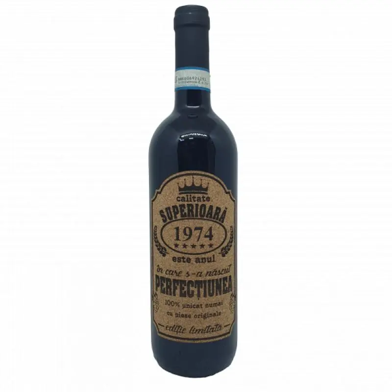 1974 este anul in care s-a nascut perfectiunea, eticheta pluta cu mesajv