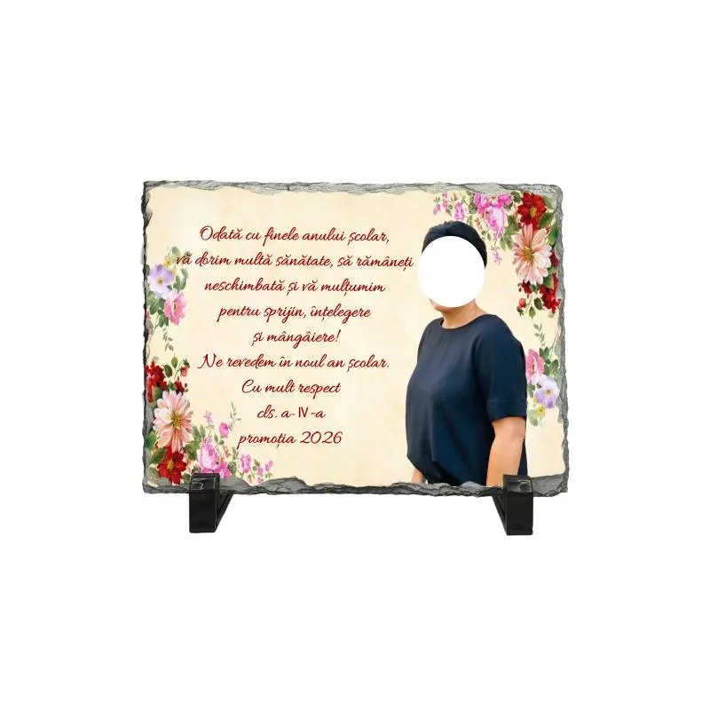 Doamna diriginta/profesoara, piatra ardezie personalizata, cu mesaj model, pap006