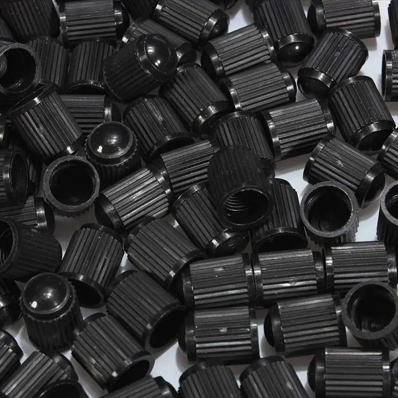 Set 100 buc. capace valva/ventil, material plastic, culoare neagra, pentru autoturisme, camioane, biciclete, moto, atv, quadv