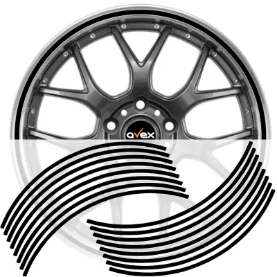 Set 16 inele din autocolant pentru jante culoare negru lucios