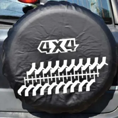 Husa roata de rezerva din "imitatie piele" neagra, pentru autovehicule de teren, marime 15"