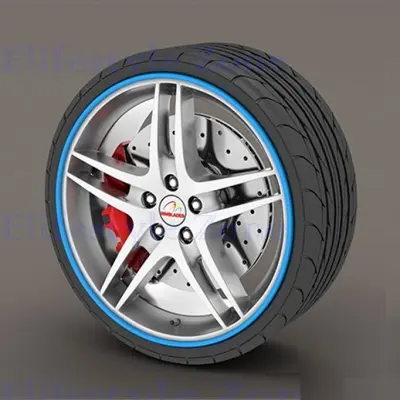 Set protectie jante, calitate premium, 4 inele din plastic, culoare albastru