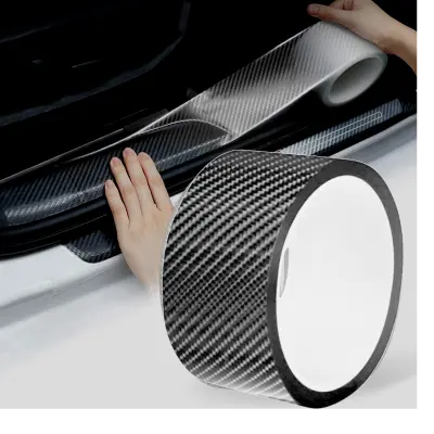 Rola ornament bandouri sau praguri autoadeziv din autocolant carbon 5d, dimensiune 148 x 4 cm, culoare gri antracit