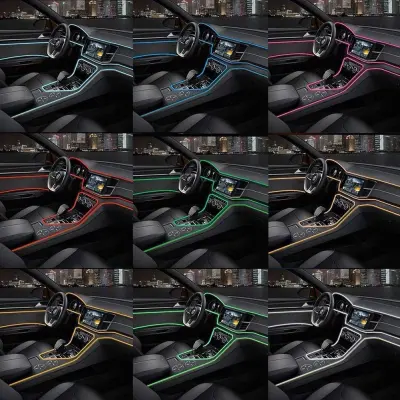 Fir neon auto "el wire" culoare albastru, lungime 1m, alimentare 12v, droser inclus