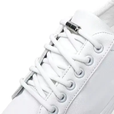 Sireturi elastice smart pentru incaltaminte cu clema metalica, culoare alba