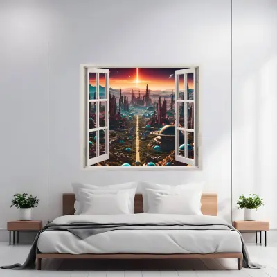 Folie imprimata color pentru decor perete locuinta, dimensiune 125 x 110cm, model: view to haven 02