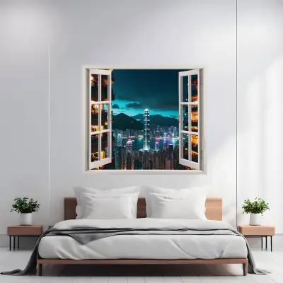 Folie imprimata color pentru decor perete locuinta, dimensiune 125 x 110cm, model: view to haven 07