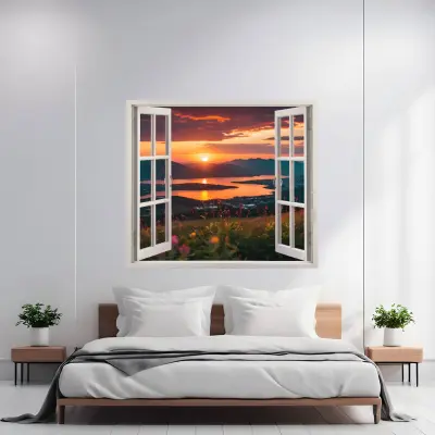 Folie imprimata color pentru decor perete locuinta, dimensiune 125 x 110cm, model: view to haven 22