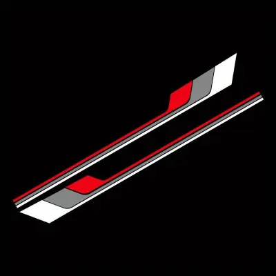 Set 2 stickere autoadezive tuning, model "racing stripes v2", dimensiune 180 x 16,5 cm, culoare alb + gri + rosu