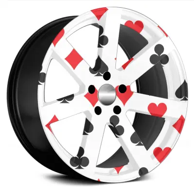 Set 4 folii imprimate outdoor cu ecosolvent, autoadezive, pentru decorarea jantelor auto, dimetru 60 cm, model fjt-02