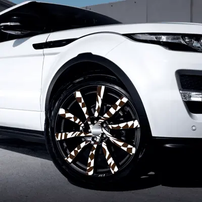 Set 4 folii imprimate outdoor cu ecosolvent, autoadezive, pentru decorarea jantelor auto, dimetru 60 cm, model fjt-04