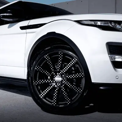 Set 4 folii imprimate outdoor cu ecosolvent, autoadezive, pentru decorarea jantelor auto, dimetru 60 cm, model fjt-05