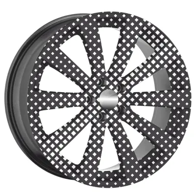 Set 4 folii imprimate outdoor cu ecosolvent, autoadezive, pentru decorarea jantelor auto, dimetru 60 cm, model fjt-05