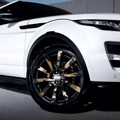 Set 4 folii imprimate outdoor cu ecosolvent, autoadezive, pentru decorarea jantelor auto, dimetru 60 cm, model fjt-10