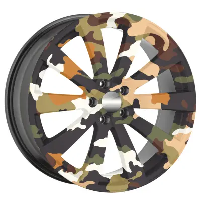 Set 4 folii imprimate outdoor cu ecosolvent, autoadezive, pentru decorarea jantelor auto, dimetru 60 cm, model fjt-10