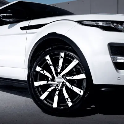 Set 4 folii imprimate outdoor cu ecosolvent, autoadezive, pentru decorarea jantelor auto, dimetru 60 cm, model fjt-11