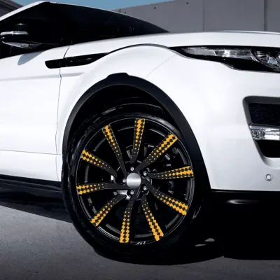 Set 4 folii imprimate outdoor cu ecosolvent, autoadezive, pentru decorarea jantelor auto, dimetru 60 cm, model fjt-40